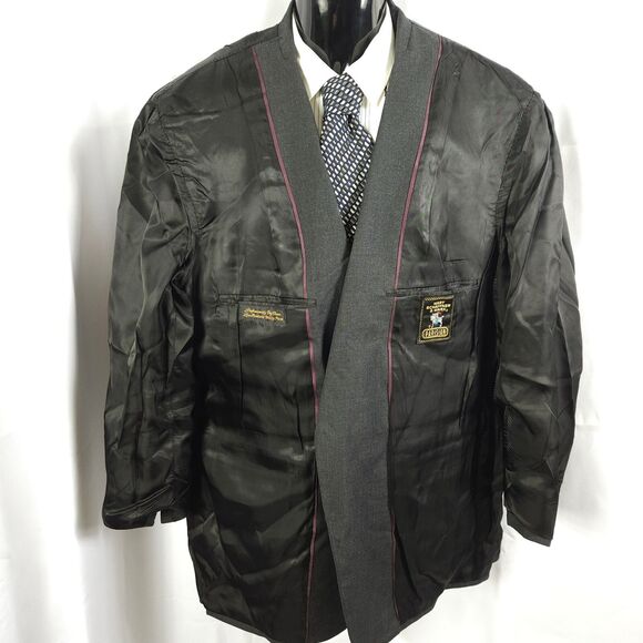 Hart Schaffner Marx Mens 48R Gray 2-Button Single Vent Sports Coat Blazer - Picture 3 of 9